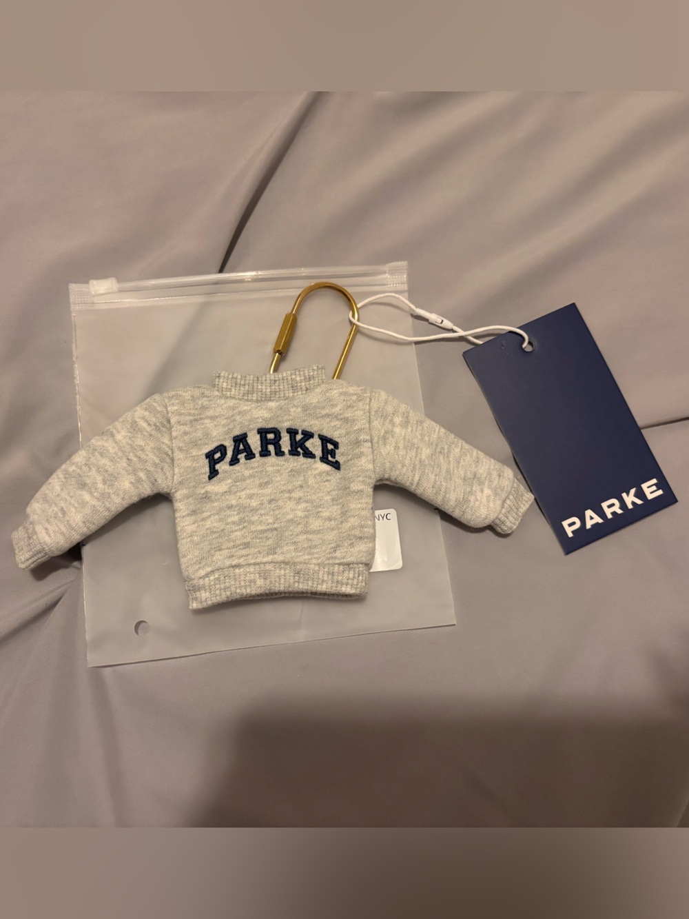 Parke Grey Mockneck Sweatshirt Keychain NYC Pop Up Keychain Brand New
